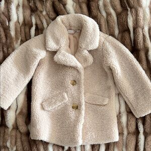 Baby GAP Cream Kids Sherpa Pea Coat Size 4 Girls/Toddler